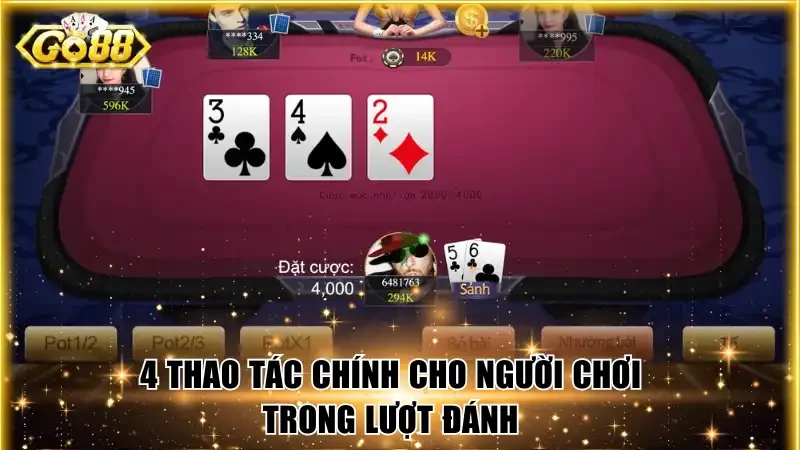 4 thao tác chính cho người chơi trong lượt đánh
